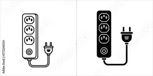 Power strip with plug in vector style design