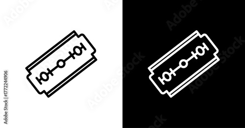 Shaving Blade White Icon Set Design