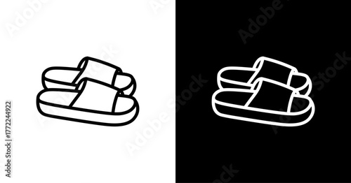 Bathroom Slippers White Icon Set Design