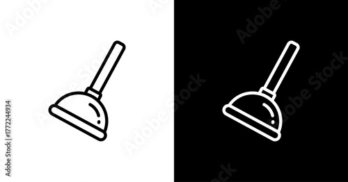 Plunger White Icon Set Design