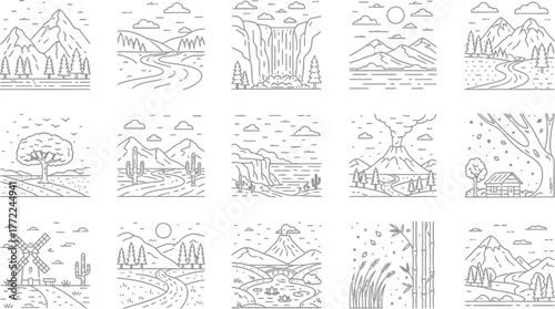 Landscape nature mountain tree river waterfall volcano desert forest bamboo