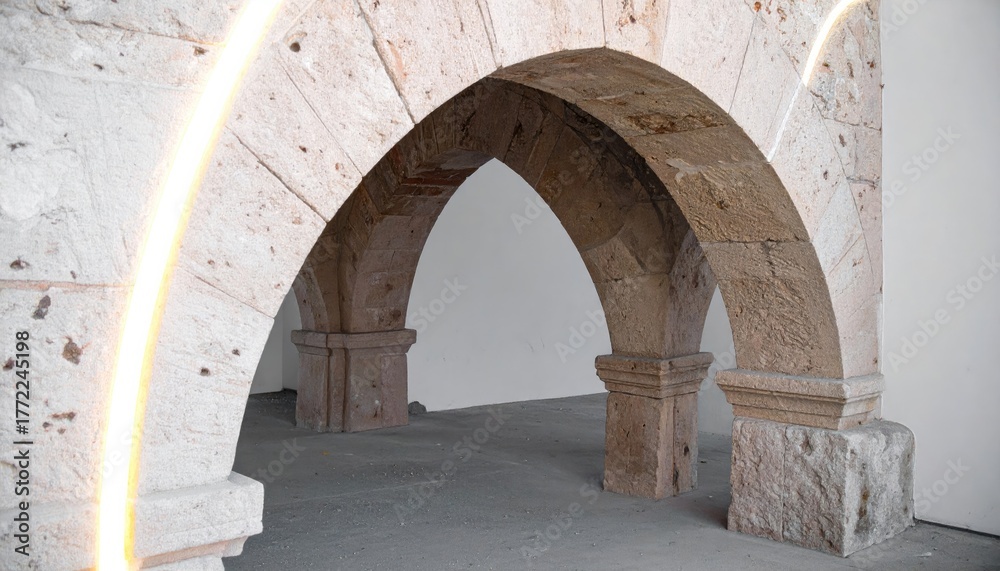 Fototapeta premium Elegant Stone Archway Interior with Soft Glow