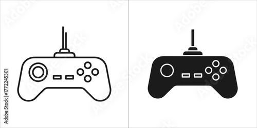 Video game controller icon in black and white