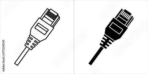 Ethernet cable connector in black and white