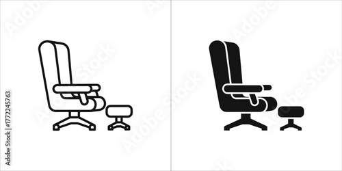 Relaxing chair with footrest in line and solid style