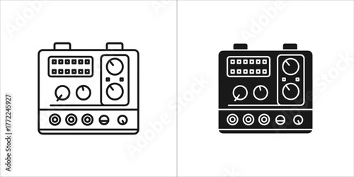 Oscilloscope vector icon in line and glyph style