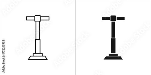 Bicycle pump vector icon in line and glyph style