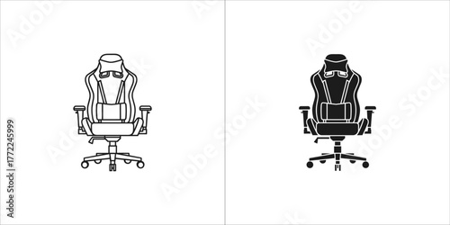 Gaming chair icon, vector illustration in black