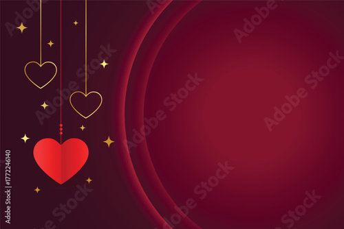 paper style hanging hearts for valentine's day with text space