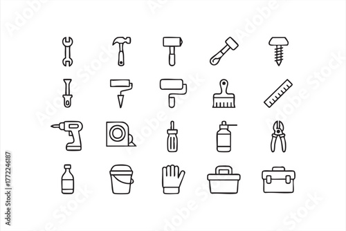 Professional toolbox and repair vector illustrations for tradesmen