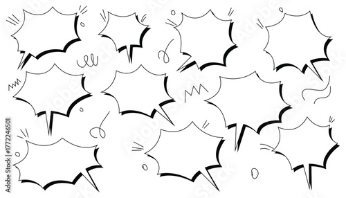 Comic text frame with pop art effect. boom speech bubble. set of comic speech bubbles or dialogue. comic burst explosion. sale discount poster, sticker