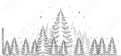Winter forest trees snow christmas nature landscape woodland pine holiday season art