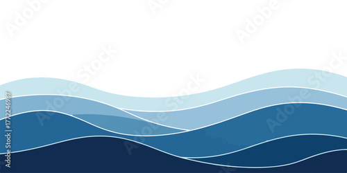 Abstract blue wave background layered wavy shapes in different shades vector illustration for graphic design projects