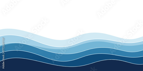 Abstract blue wave background layered paper cut style vector illustration for web design