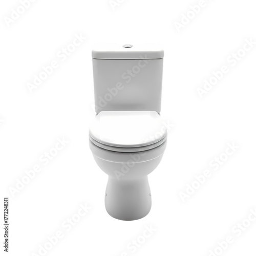 Modern white toilet fixture for bathroom renovation or plumbing illustration needs