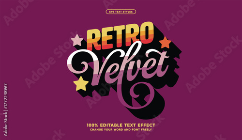 Retro vintage text effect. Editable words.