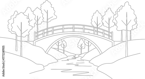 Bridge river trees landscape nature park water arch scenery outdoors path
