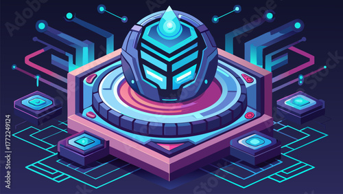 Advanced Technology Core Concept Element. Digital Machine Interface Mechanism Graphic. Abstract Innovation System Engineering Vector Illustration.