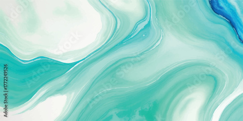 Abstract fluid art background with blue and turquoise swirls marble texture for creative design projects useful as a backdrop