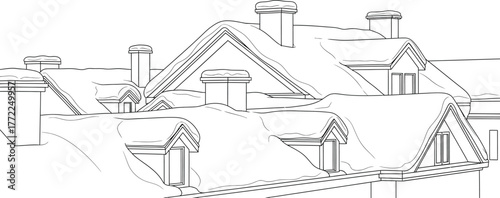 Rooftops snow winter houses chimneys architecture building exterior cold season white