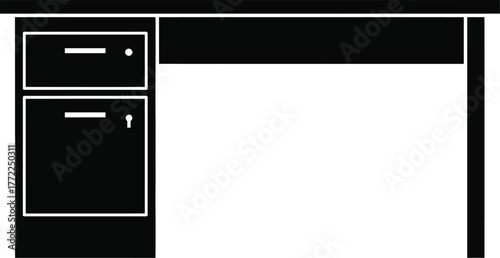 Minimal office interior workspace desk drawer