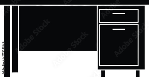 Minimal office interior workspace desk drawer