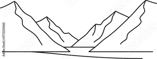 Mountain range peaks landscape nature outdoors scenic travel adventure line art