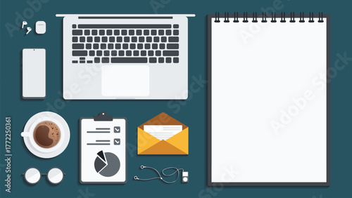 Set of Working desk illustration