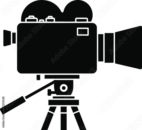 Vintage movie camera film recorder retro cinema equipment vector illustration