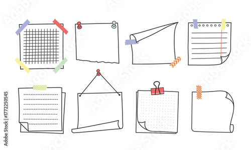 Doodle hand drawn memo notes and reminders