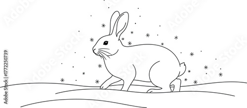 Rabbit snow winter animal cute nature wildlife mammal outdoors holiday art
