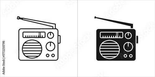 Radio receiver icon in line and glyph style