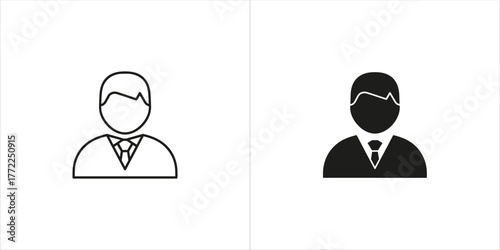 Businessman icon in outline and glyph style