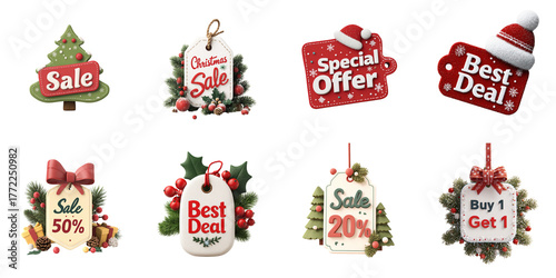 Christmas tag badge transparent sample mockup isolated png with no background.