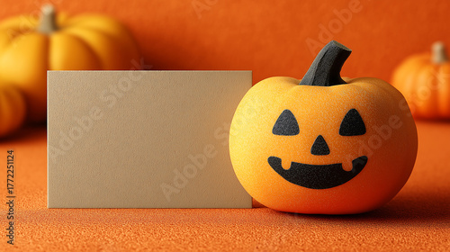Halloween pumpkin card mockup decoration autumn festive background art