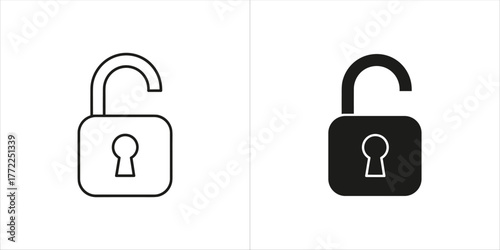 Open padlock icon in outline and glyph style