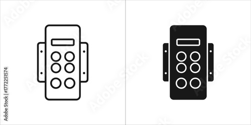 Access control panel in black and white style