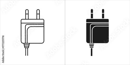 Charger adapter icon, power supply concept