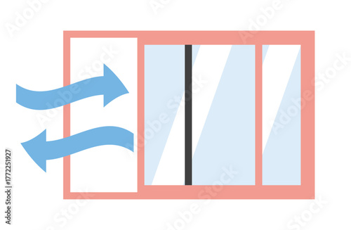 窓を開けて換気をしているイメージイラスト