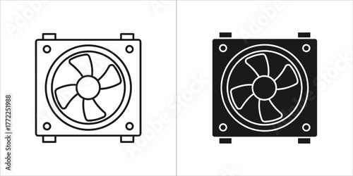 Computer fan in black and white vector image