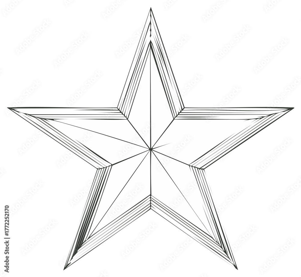 Obraz premium Stylized Star Shape Illustration Outlined Design Elements Geometric Shape Starburst
