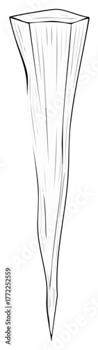 Icicle illustration, black and white drawing of a winter weather feature