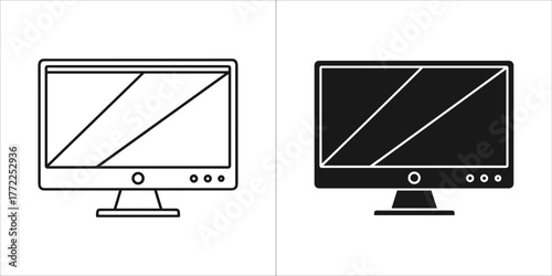 Illustration of a computer monitor in black and white