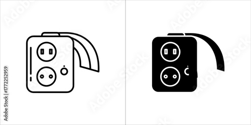 Illustration of a power outlet in black and white