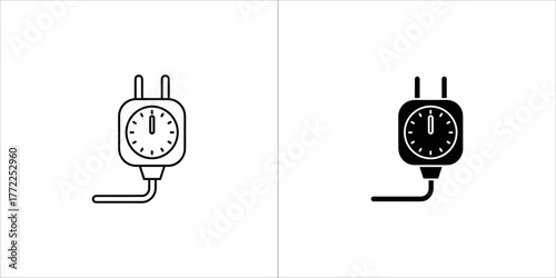 Electric plug clock, time management concept icon