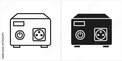 Power supply icon, , in outline and solid style