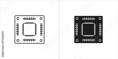 Microchip icon, a compact electronic component