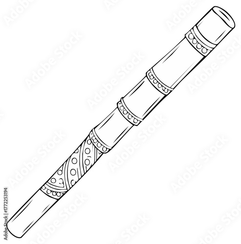 Line art drawing of a didgeridoo a traditional wind instrument