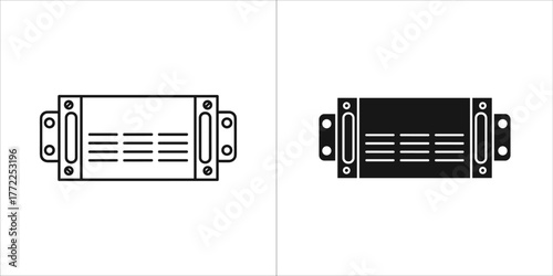 Server rack icon, data center equipment vector