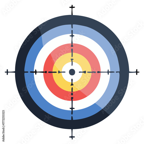 Target with crosshairs illustration, bullseye icon, aiming for goal, achievement concept